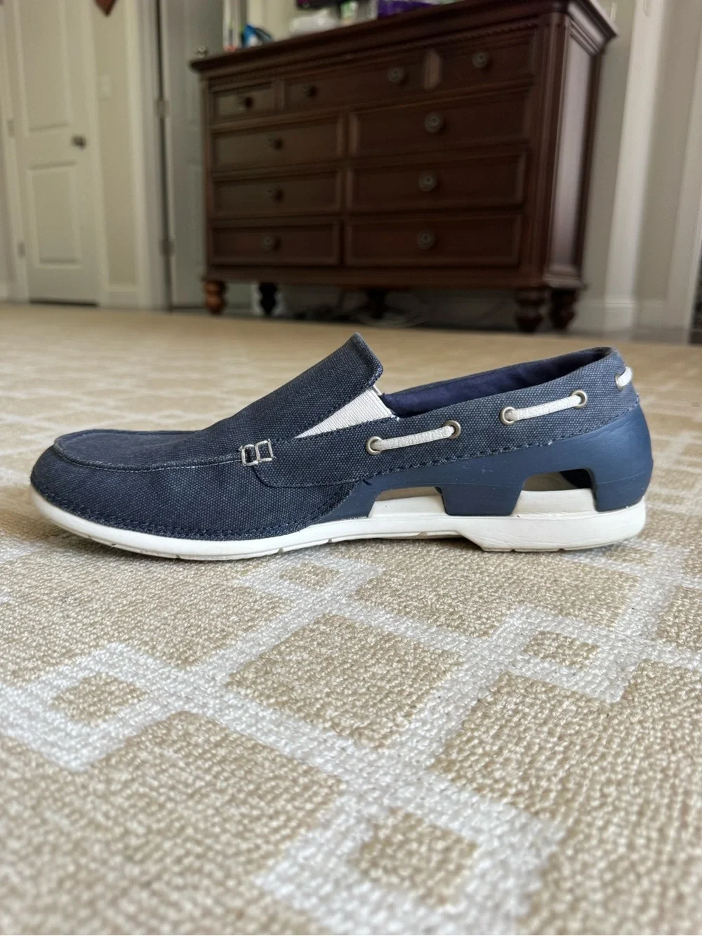 Crocs Santa Cruz Canvas Loafers Slip On Boat Shoes Navy Men’s 13